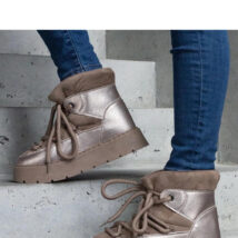 Ciemnobeżowe śniegowce na platformie ocieplane futerkiem Sapphi – Solea