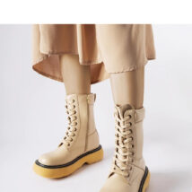 Beżowe ocieplane workery na platformie Davi – Solea