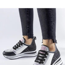 Czarne brokatowe sneakersy na platformie Marce – Solea