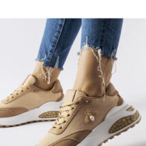 Brązowo-białe sneakersy z ozdobna nitką Acciano – Solea