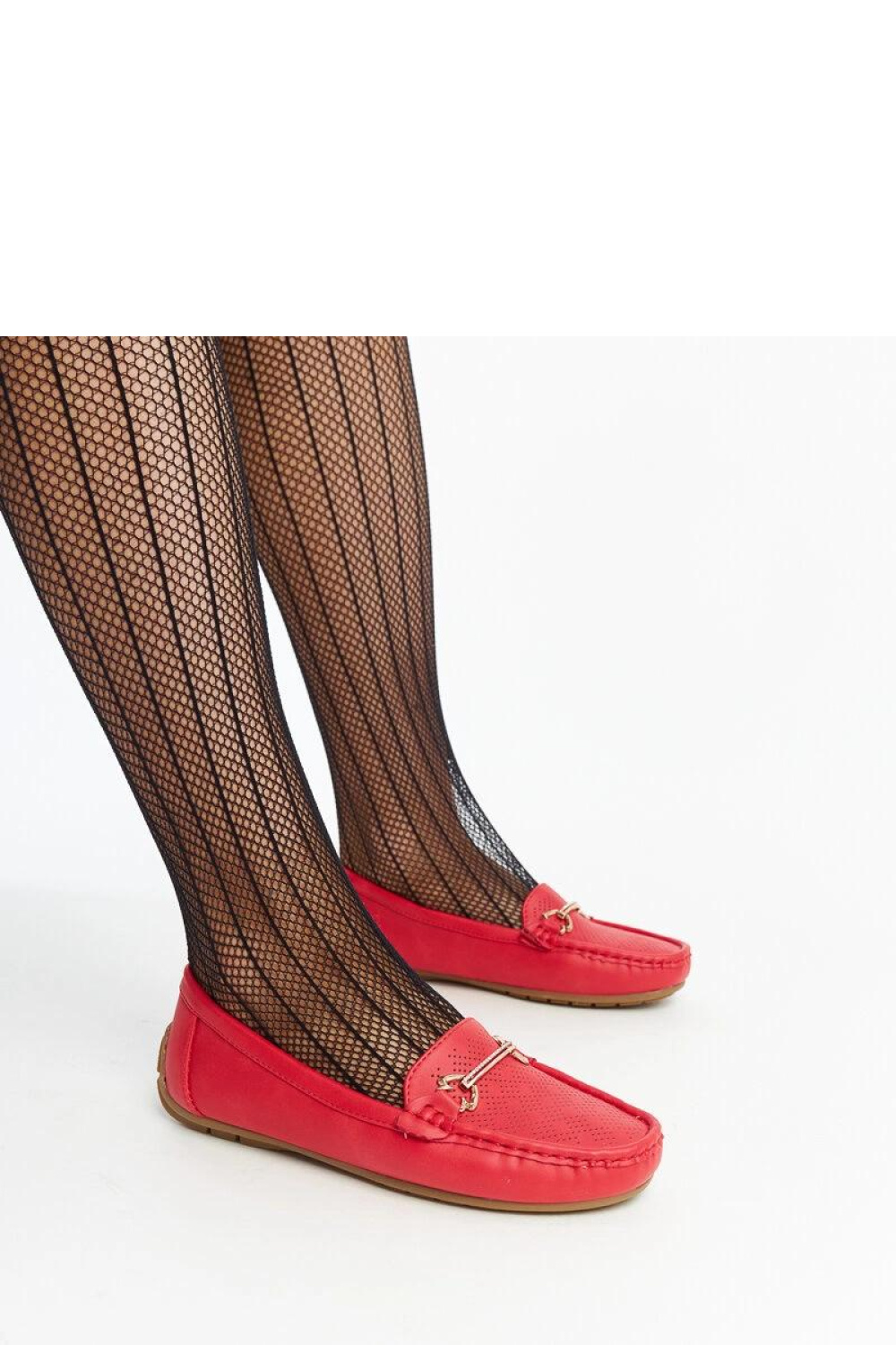 Czerwone mokasyny z ozdobną klamerką Adila - Solea - obrazek 2