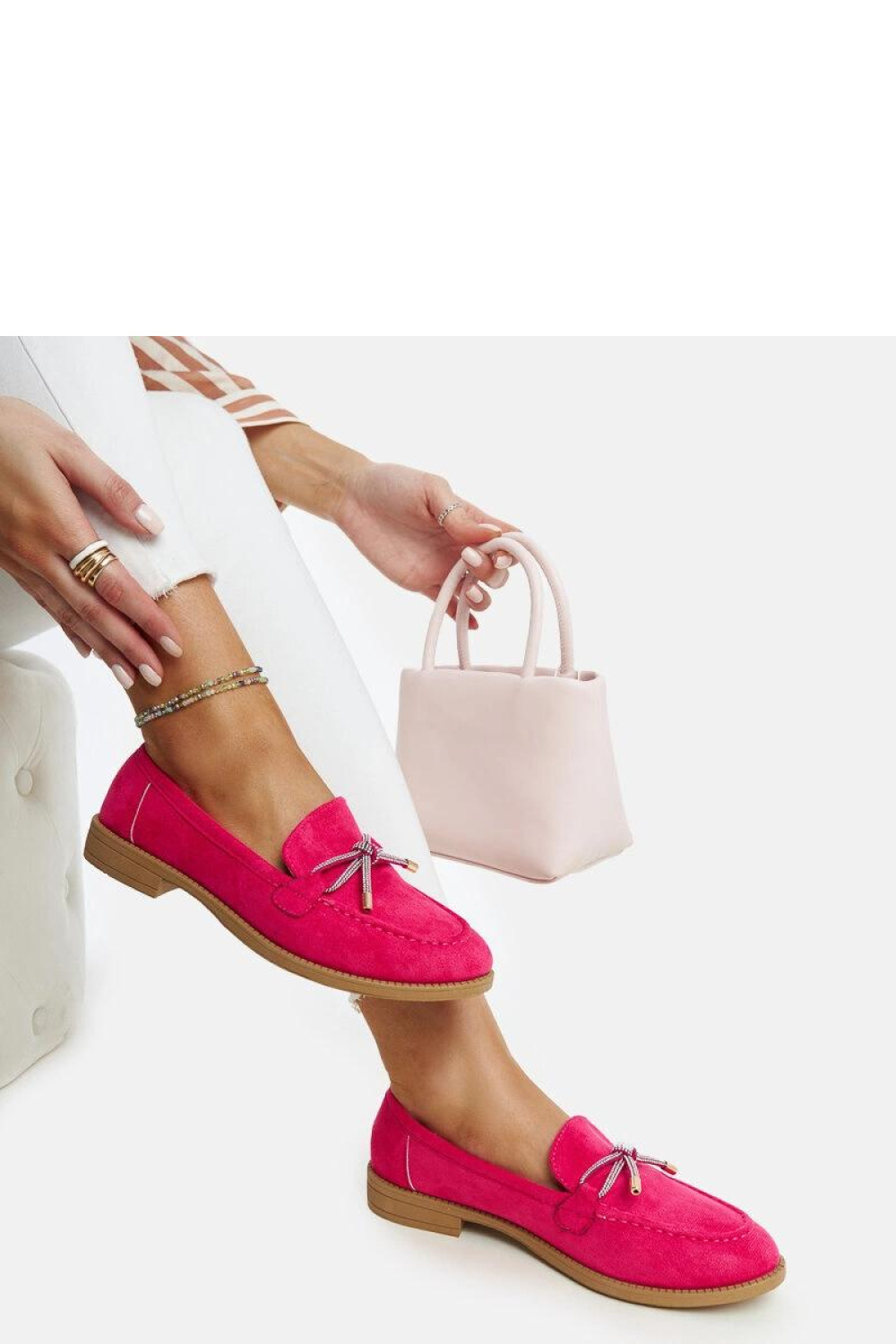 Ciemnoróżowe mokasyny z ozdobną kokardą Endike - Solea - obrazek 5