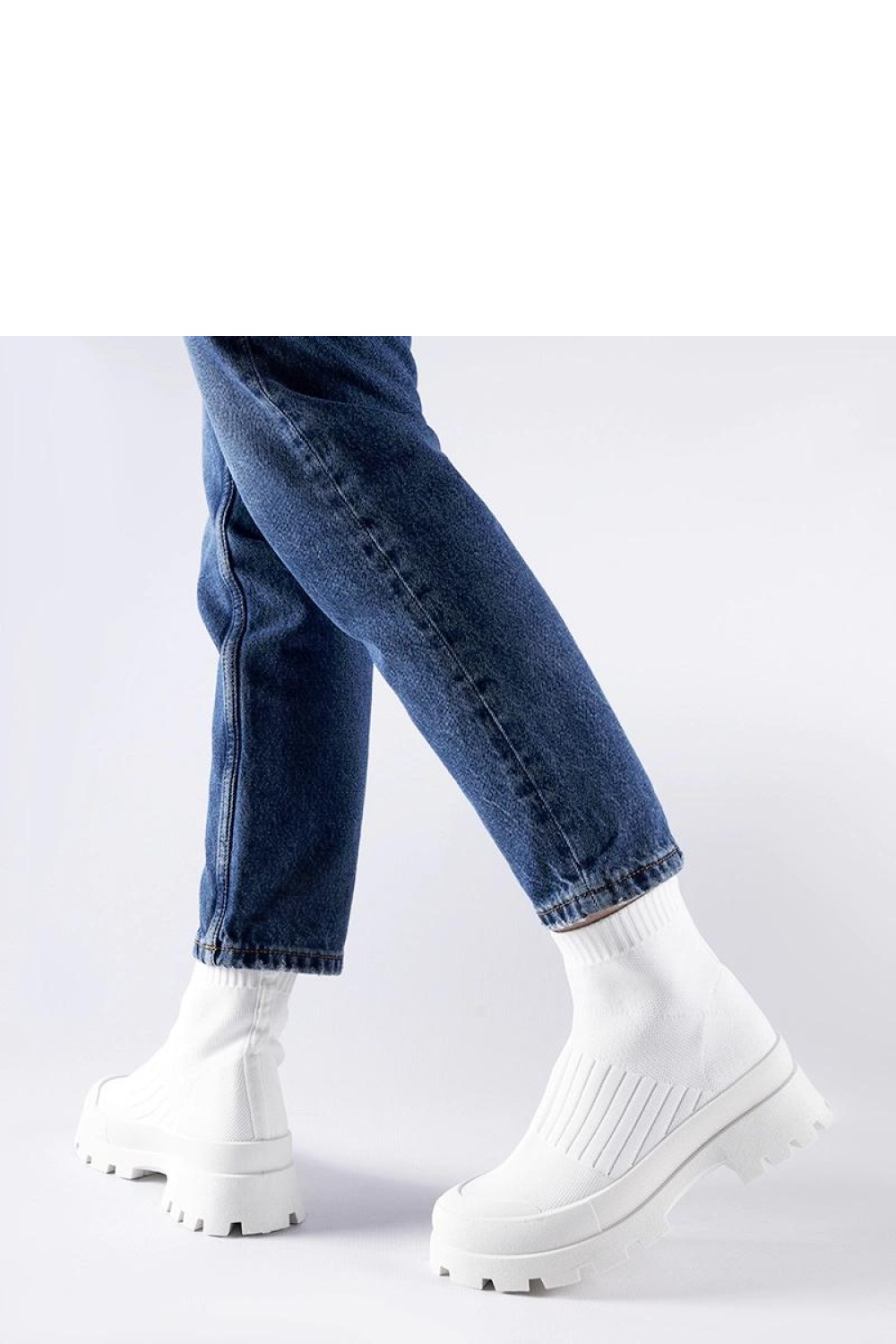 Białe sneakersy z elastyczną cholewką Varden - Solea - obrazek 3