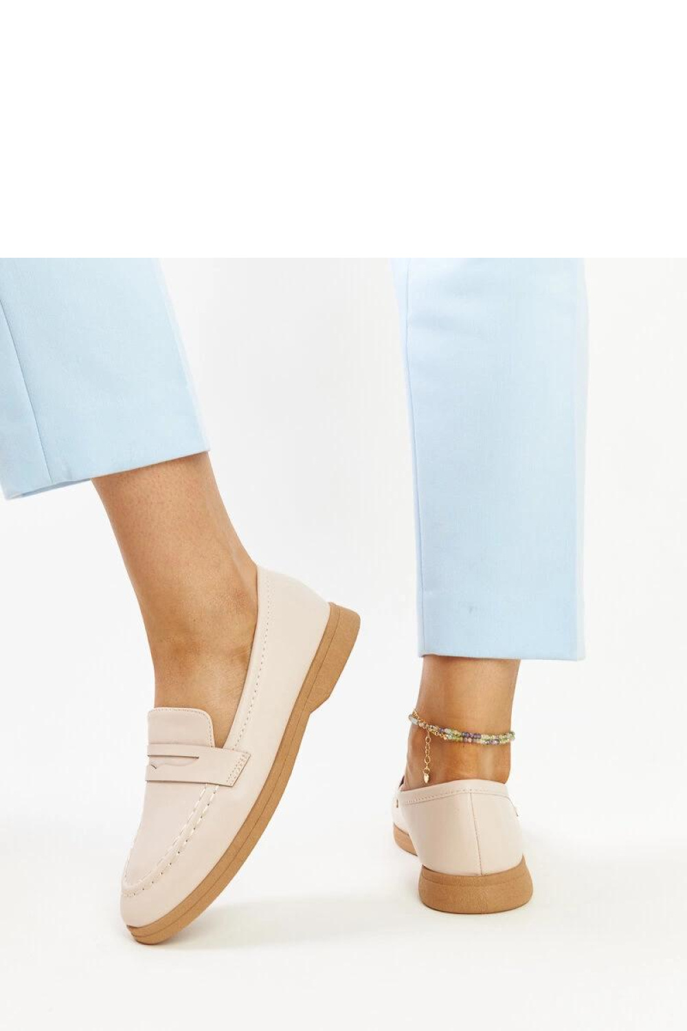 Jasnobeżowe klasyczne mokasyny Nawrah - Solea - obrazek 5