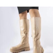 Beżowe płaskie klasyczne kozaki Christien – Solea