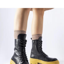 Czarne trapery na żółtej podeszwie Quennie – Solea