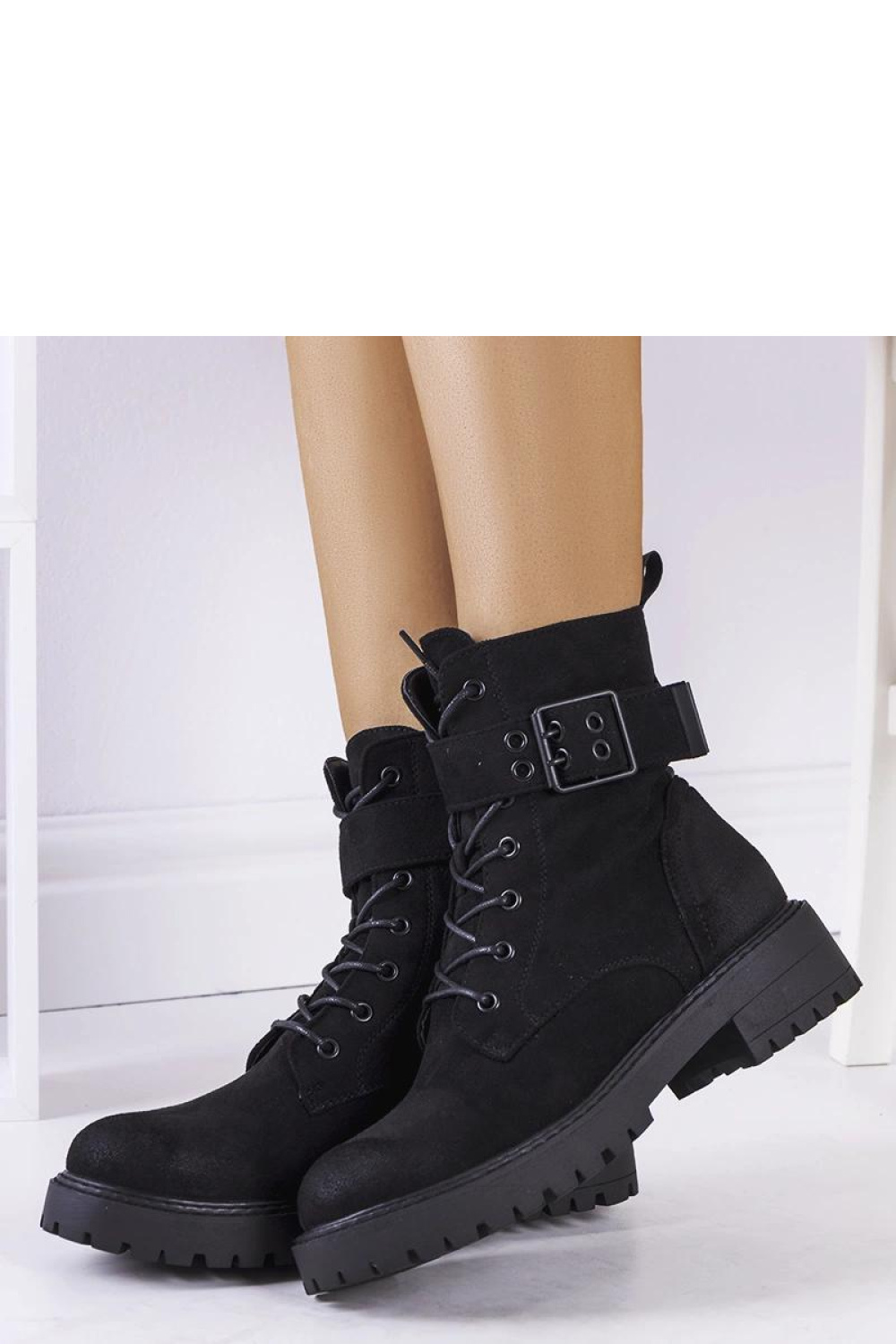 Czarne botki damskie sznurowane Tarrin - Solea - obrazek 2