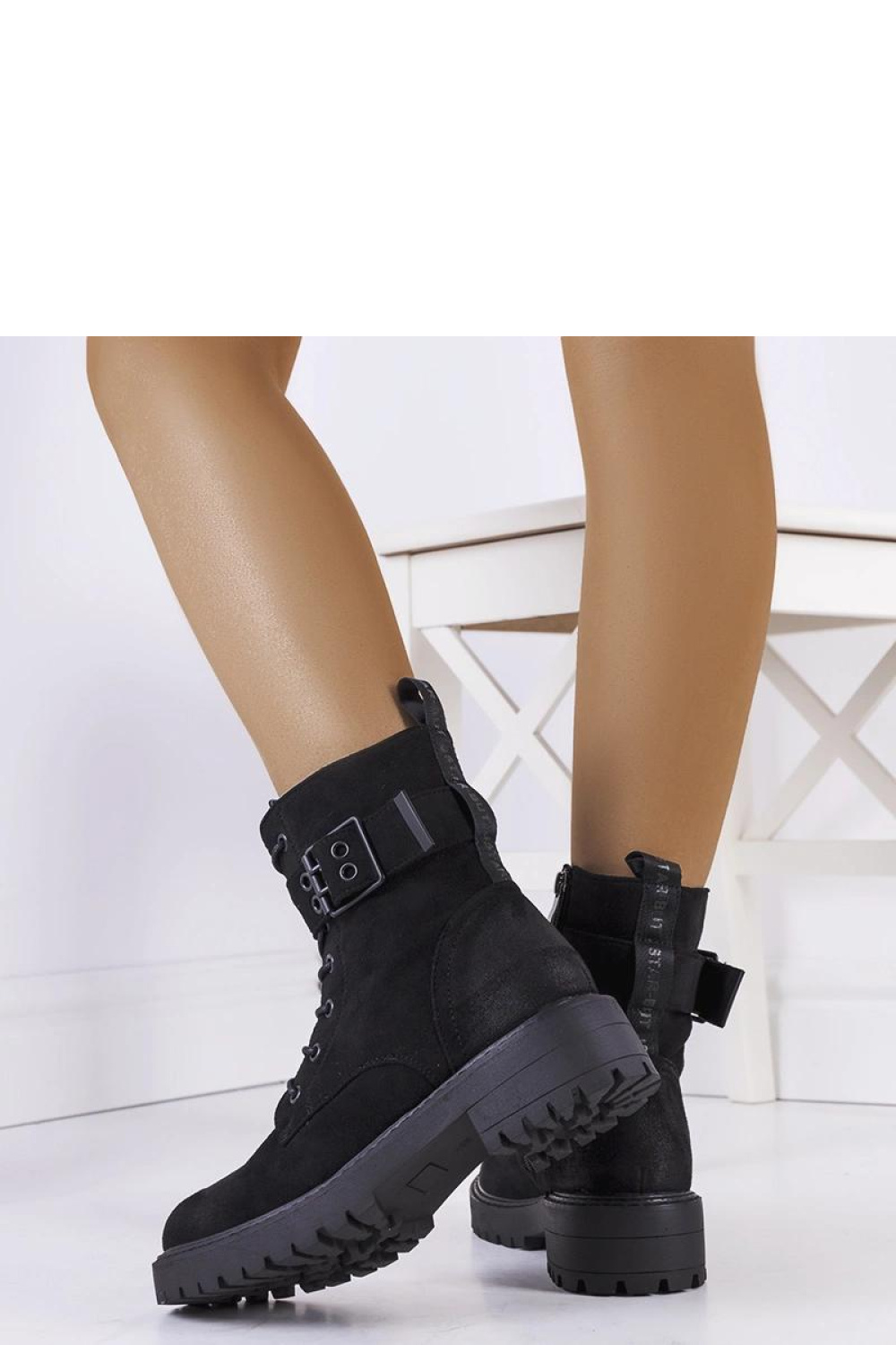 Czarne botki damskie sznurowane Tarrin - Solea - obrazek 3