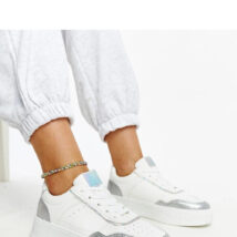 Biało-srebrne sneakersy na grubszej podeszwie Rumai – Solea