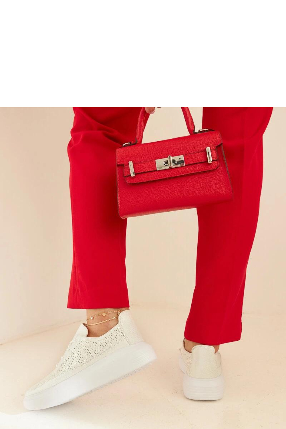 Srebrne trampki na platformie Lori - Solea - obrazek 2