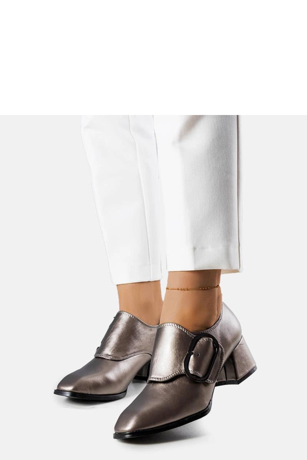 Szare czółenka na słupku Ailani - Solea - obrazek 4