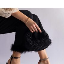 Czarne szpilki z odkrytą pięta zdobione cyrkoniami Isoda – Solea