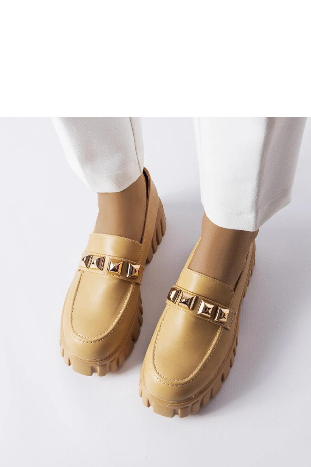 Beżowe mokasyny na platformie Frisco - Solea - obrazek 3