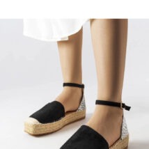 Czarne espadryle z brokatową wstawką Myasia – Solea