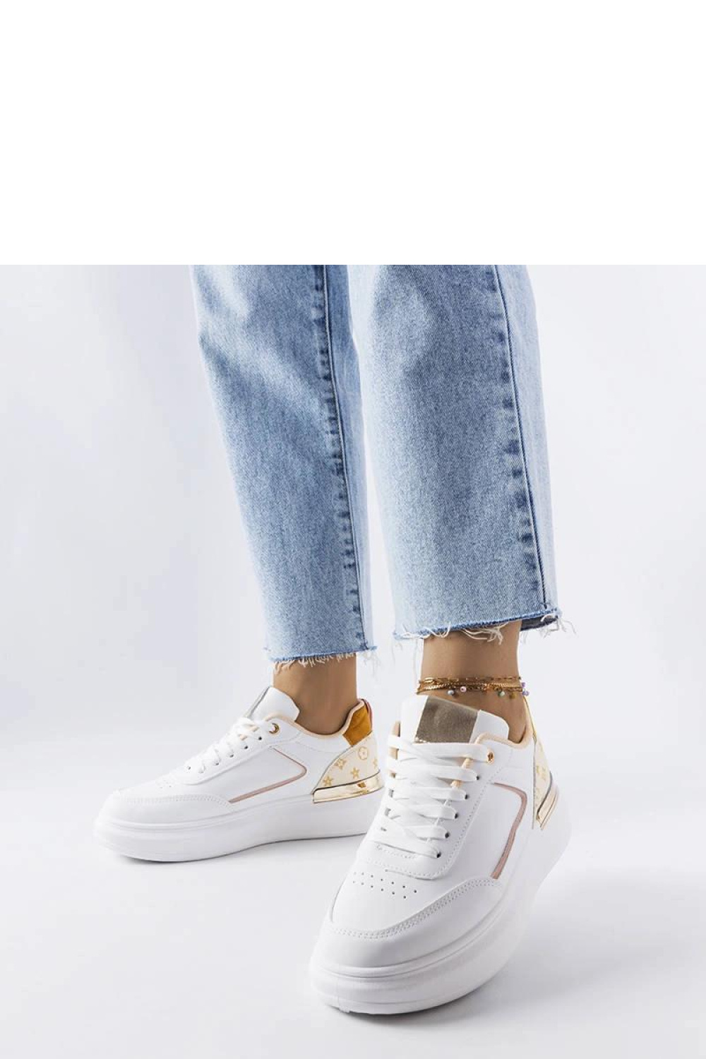 Białe sneakersy z beżowymi wstawkami Margarita - Solea - obrazek 2