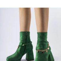 Zielone ocieplane botki z wisiorkiem Saviore – Solea