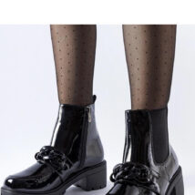 Czarne lakierowa ocieplane botki z klamerka Leo – Solea