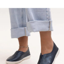 Granatowe skórzane ażurowe półbuty Bernice – Solea