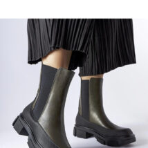 Zielono-czarne wsuwane botki Faisal – Solea