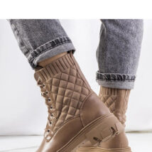 Brązowe botki z skarpetkową cholewką Lujan – Solea