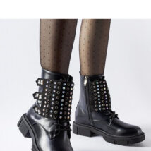 Czarne botki zdobione cyrkoniami Cento – Solea