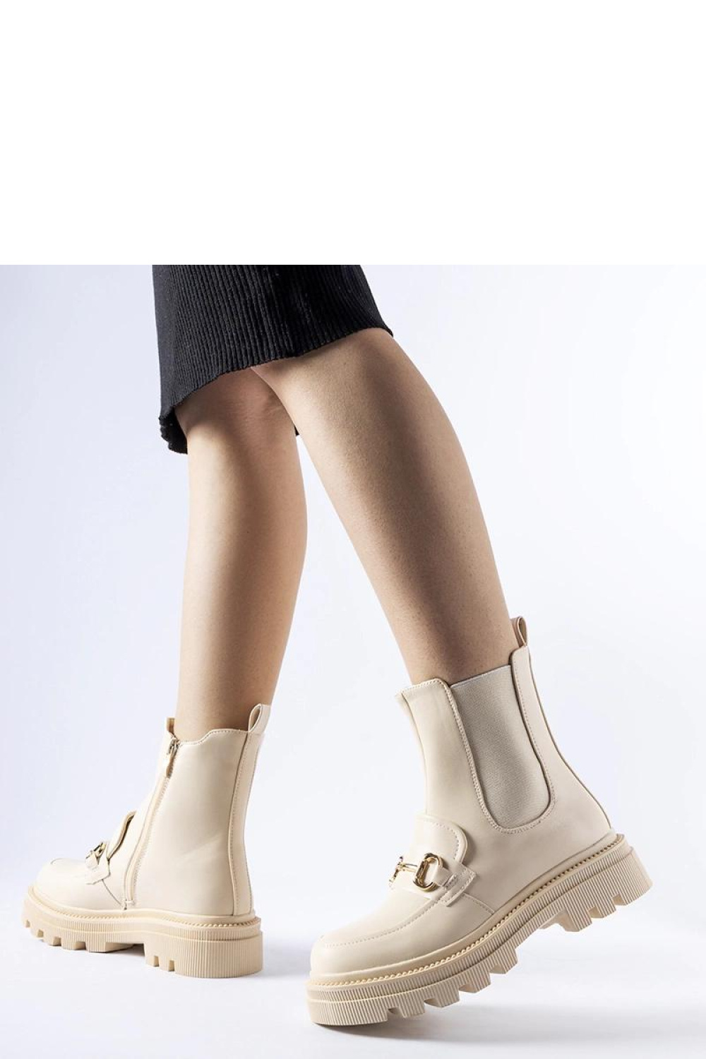 Beżowe botki z widocznym protektorem Sailetto - Solea - obrazek 2