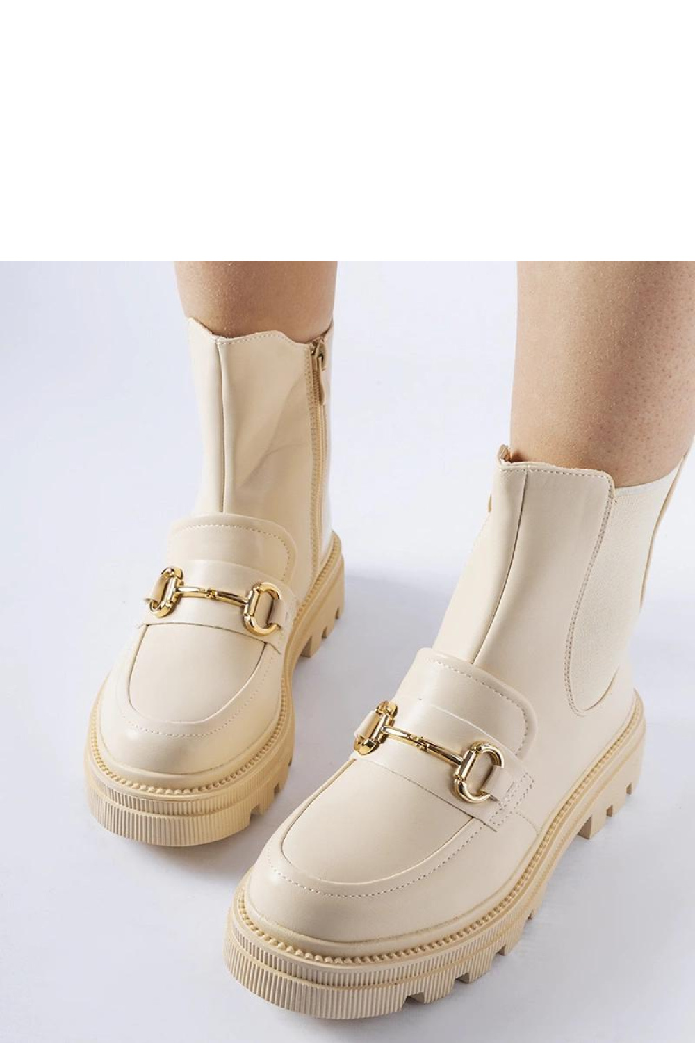 Beżowe botki z widocznym protektorem Sailetto - Solea - obrazek 3