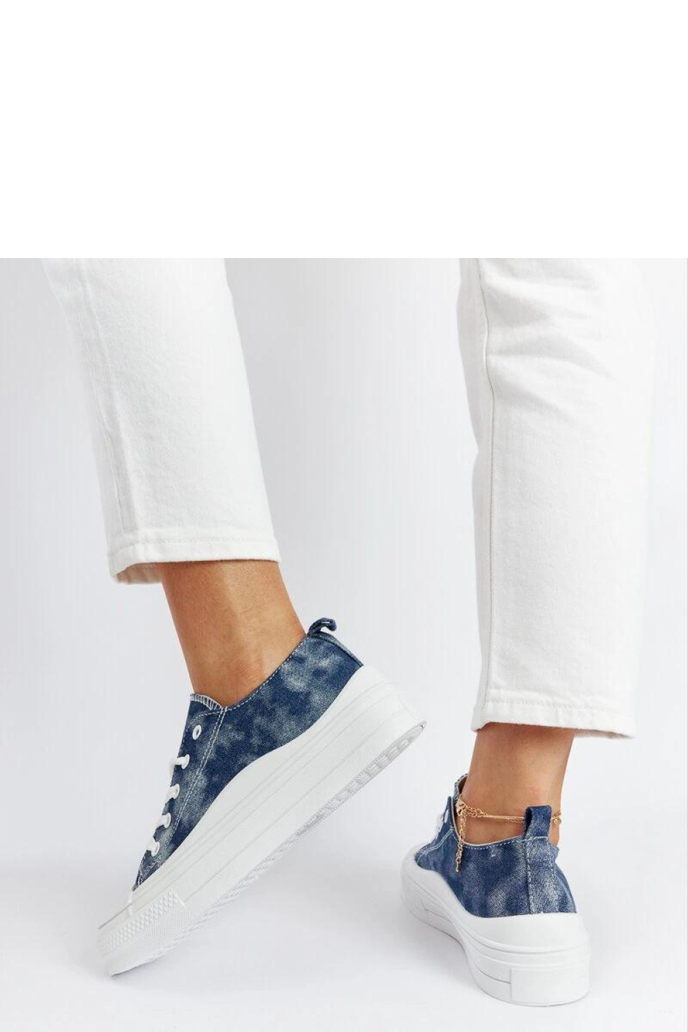 Granatowe trampki na platformie Blais - Solea - obrazek 4