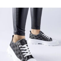 Czarne trampki zdobione monogramem Antonella – Solea