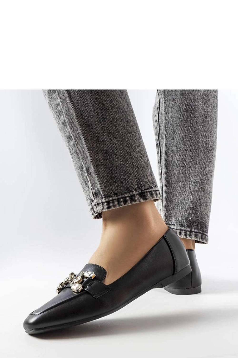 Czarne mokasyny z cyrkoniami Marechal - Solea - obrazek 2