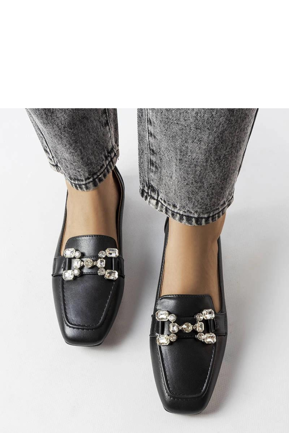 Czarne mokasyny z cyrkoniami Marechal - Solea - obrazek 3