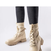 Beżowe ażurowe skarpetowe botki Portico – Solea