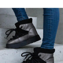 Czarne śniegowce na platformie ocieplane futerkiem Sapphi – Solea