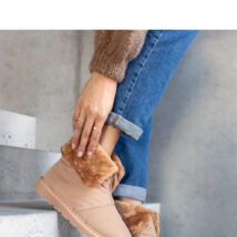 Beżowe ocieplane śniegowce z kołnierzem Edidda – Solea