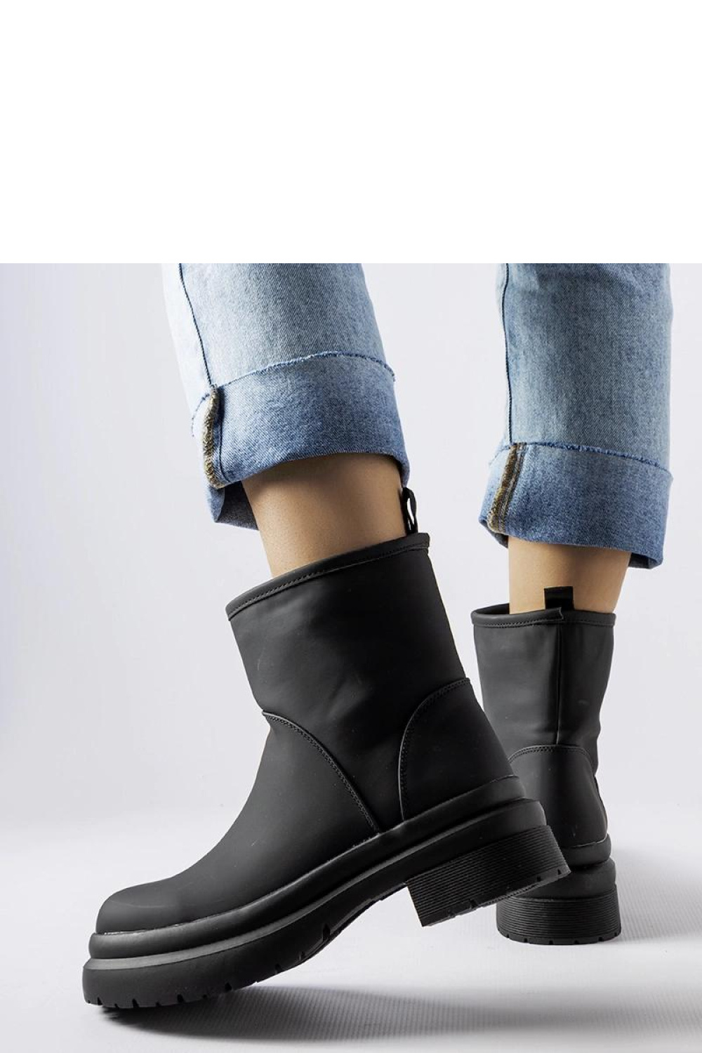 Czarne gumowe ocieplane botki Clotilde - Solea - obrazek 3