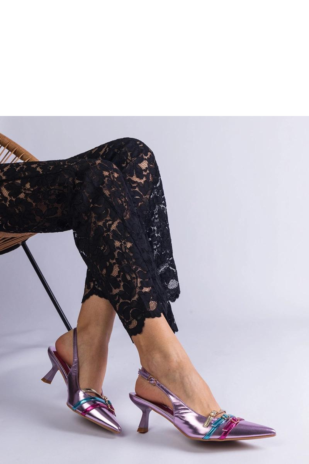 Fioletowe szpilki kaczuszki z otwartą pieta Perfecta - Solea - obrazek 2