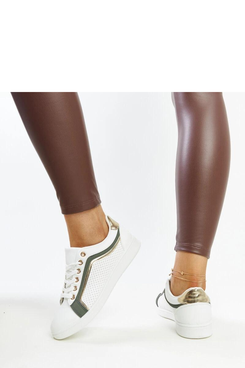 Biało-zielone sneakersy na platformie Amala - Solea - obrazek 4