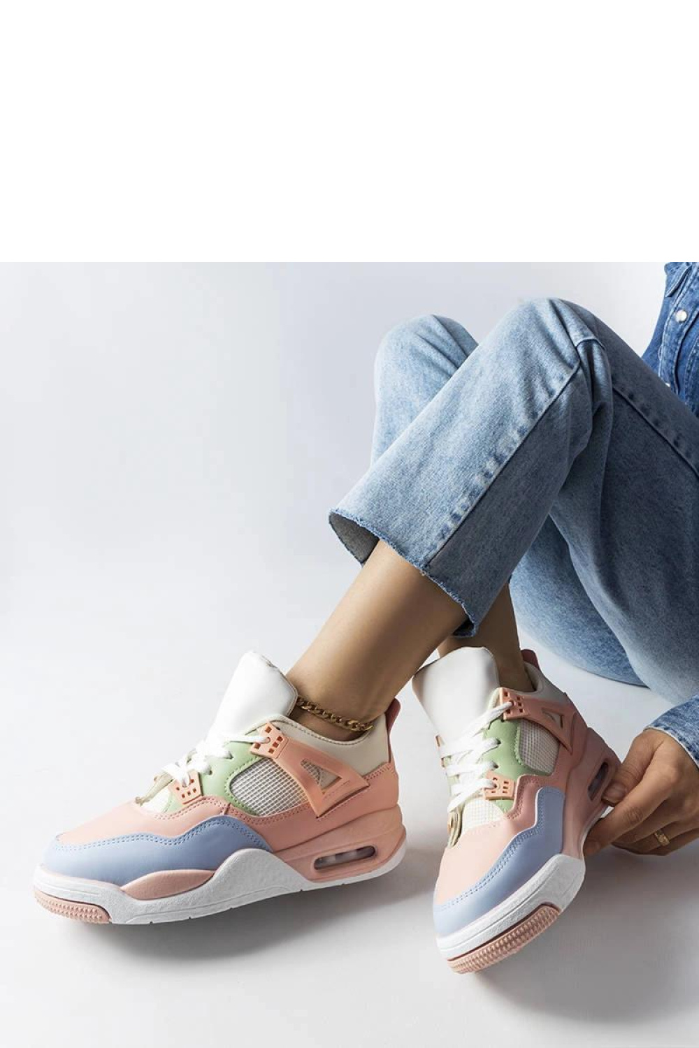 Różowe sneakersy z łączonych materiałów Malas - Solea - obrazek 2