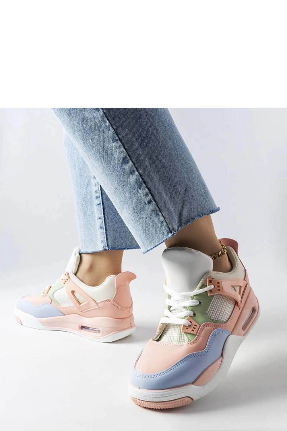 Różowe sneakersy z łączonych materiałów Malas - Solea - obrazek 3