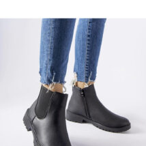 Czarne klasyczne casualowe botki z eko-skóry Saber – Solea