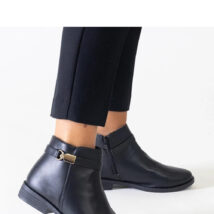 Czarne botki ze złotymi wstawkami eko-skóra Casetra – Solea