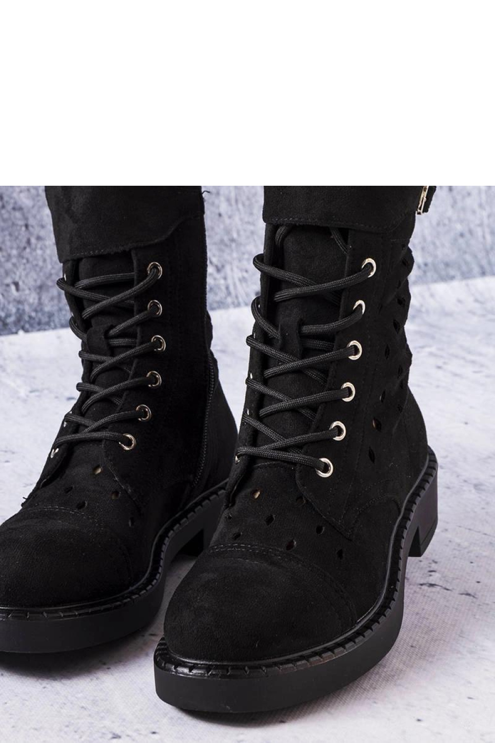 Czarne ażurowe botki Legault - Solea - obrazek 3