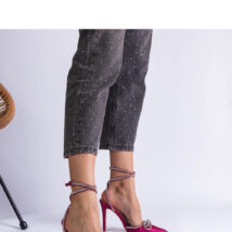 Różowe szpilki brokatowe z kokardką i cyrkoniami Merkuri – Solea