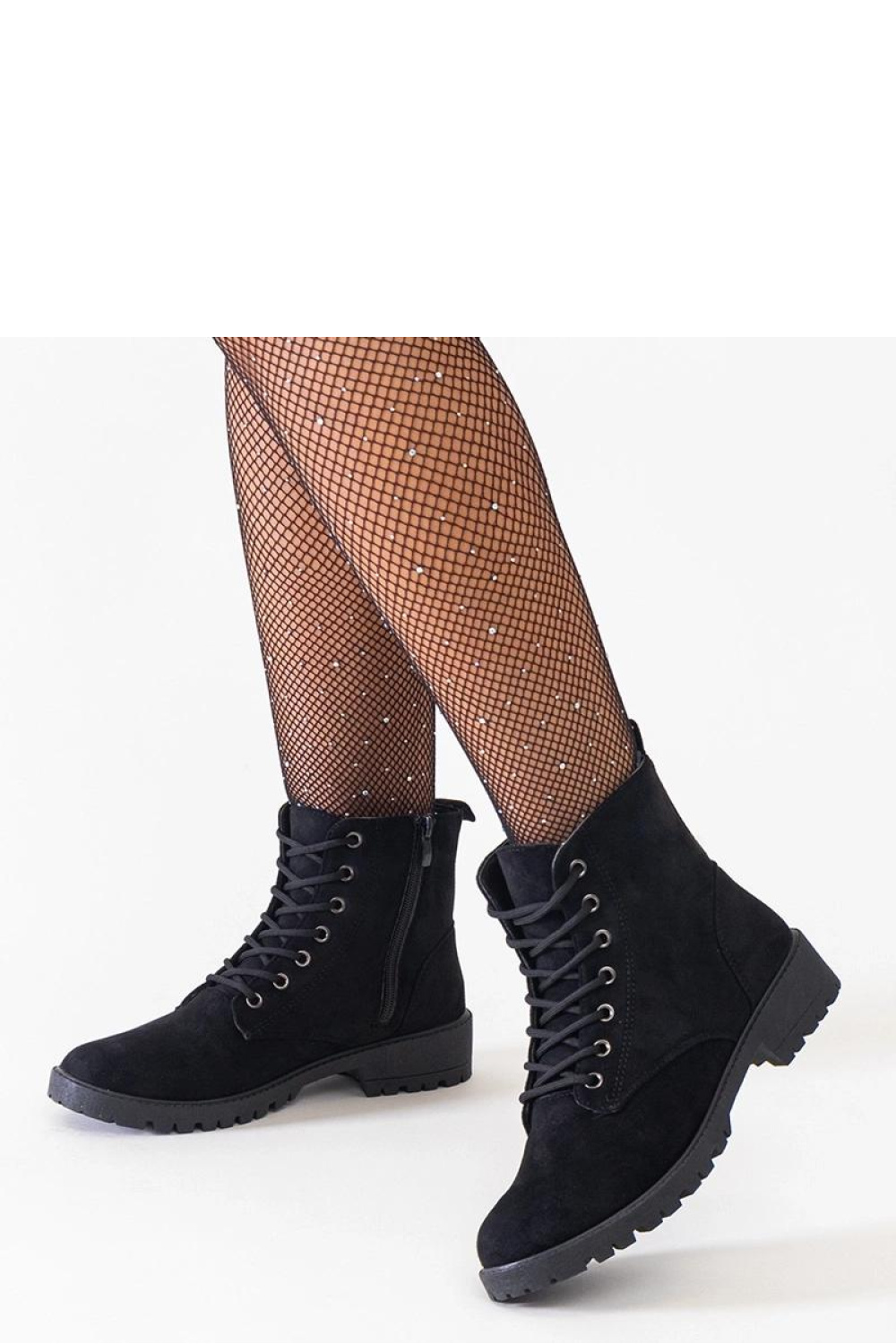 Czarne botki eko-zamszowe workery na platformie Barosa - Solea - obrazek 2