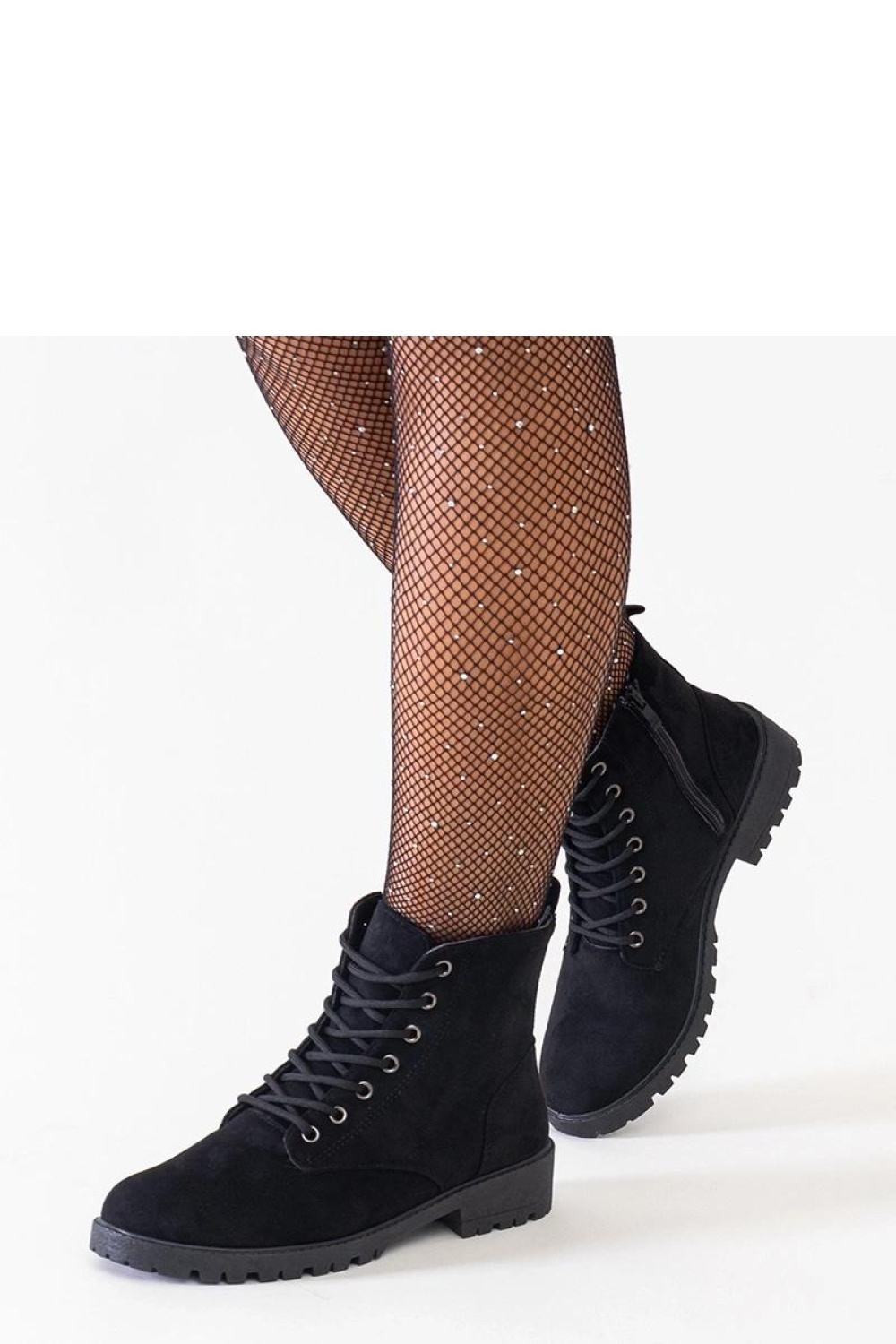 Czarne botki eko-zamszowe workery na platformie Barosa - Solea - obrazek 3