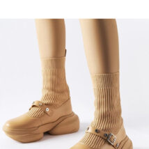 Beżowe botki ze skarpetkową cholewką Ivana – Solea