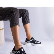 Czarne sneakersy damskie ze srebrnymi wstawkami Gaytan – Solea