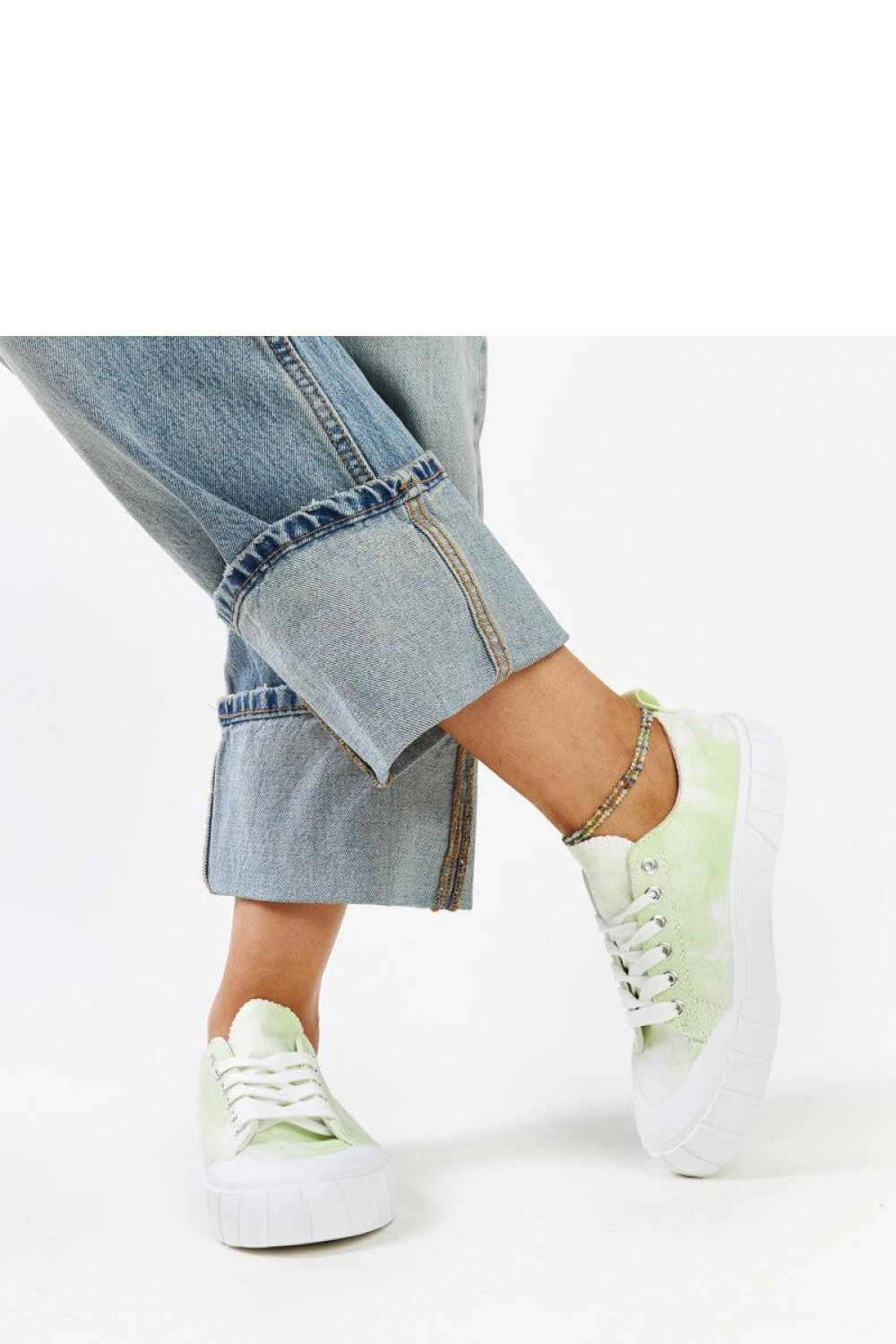 Jasnozielone materiałowe trampki Jerina - Solea - obrazek 3