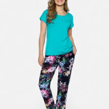 Piżama Damska Model Flora Turkus/Navy – Babella