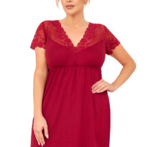 Koszulka nocna Koszula Nocna Model Livia Plus Size Burgund Bordo – Donna